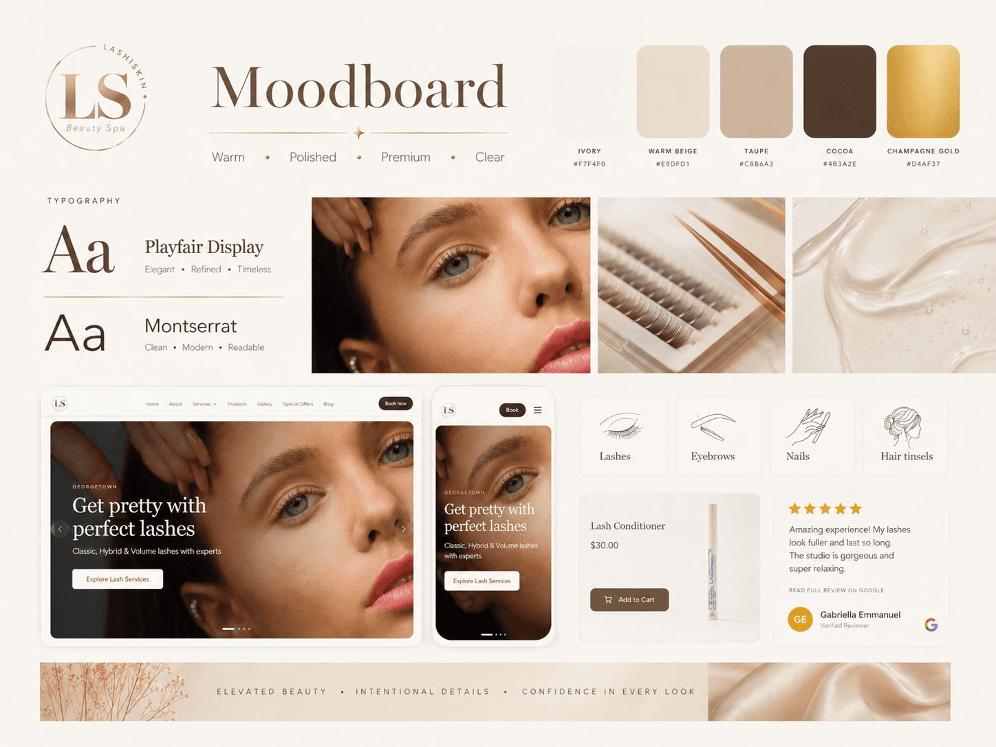 Lashiskin moodboard and visual direction
